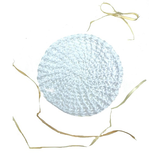 Cotton reusable makeup remover pad, hand-crocheted, white 7.5 - 8 cm 1 piece