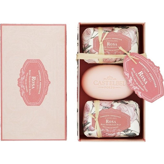 Castelbel Rose toilet soap 3 x 150 g, cosmetic set for women