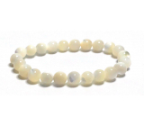 Pearl elastic bracelet made of natural shell, ball 8 mm / 16-17 cm, symbol of femininity