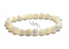 Pearl elastic bracelet made of natural shell, ball 8 mm / 16-17 cm, symbol of femininity