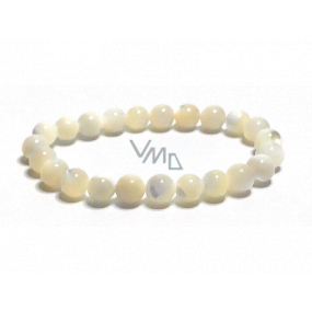 Pearl elastic bracelet made of natural shell, ball 8 mm / 16-17 cm, symbol of femininity