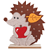 Felt hedgehog with orange leaf for standing 20,5 x 23 cm