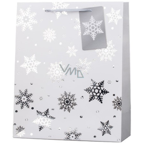 Emocio Gift paper bag 26 x 32 cm Christmas silver snowflake