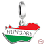 Charm Sterling Silver 925 Hungary Flag - Swinging Map, Travel Bracelet Pendant