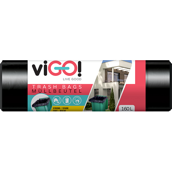 viGO trash bags, 28 µ, 90 × 110 cm, 160 l, 10 pcs