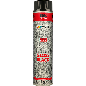 Motip Rallye Universal Acrylic Spray Paint, Black Gloss, 600 ml