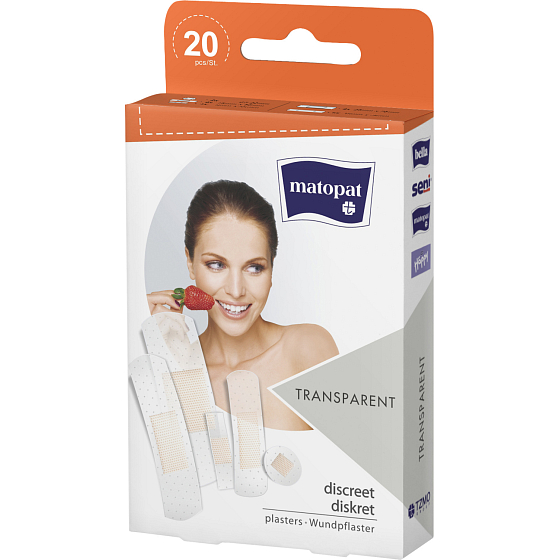Matopat Transparent Bandages with Cushion, 20 pcs