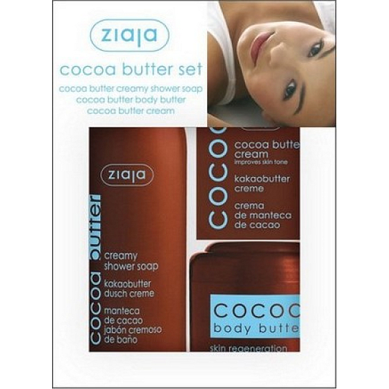 Ziaja Cocoa butter shower gel 500 ml + day cream 50 ml + body butter 200 ml, cosmetic set