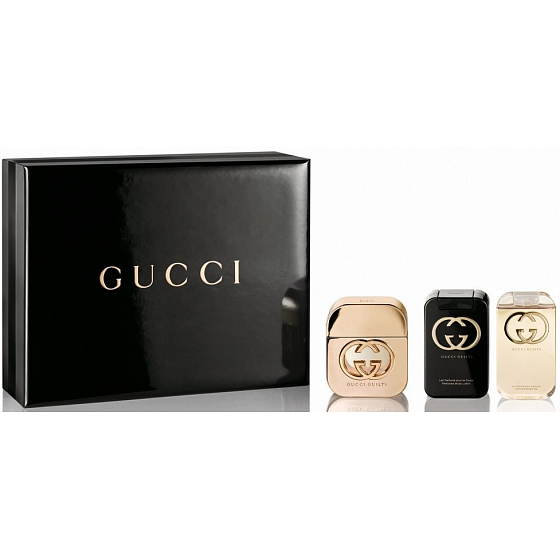 Gucci Guilty eau de toilette for women 75 ml + body lotion 100 ml + shower gel 100 ml, gift set