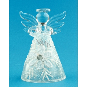 Glass angel with snowflake for standing 8 cm