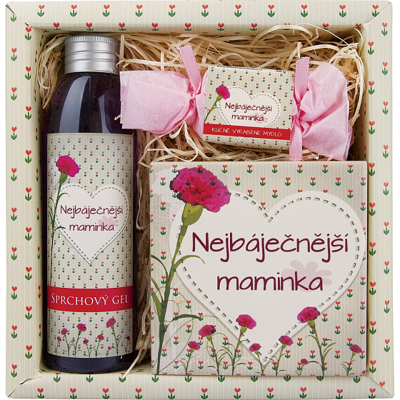 Bohemia Gifts For Mom shower gel 200 ml + handmade soap 30 g + decorative tile 10 x 10 cm, cosmetic set