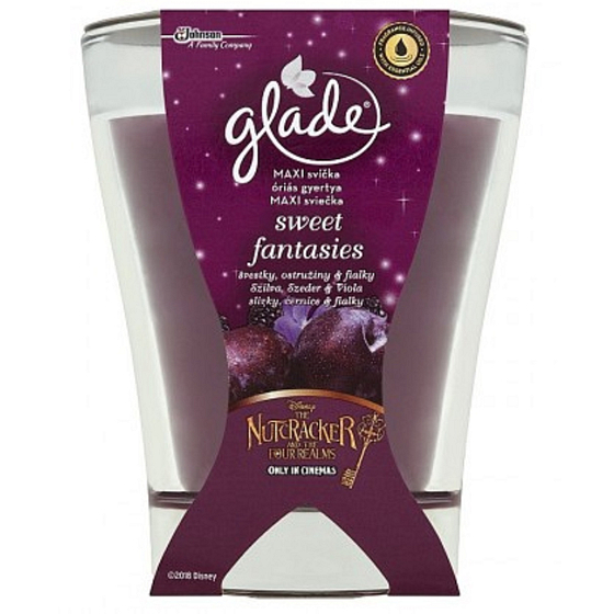 Glade by Brise Sweet Fantasies - Plum and juicy blackberry scented large candle in a glass, burning time up to 52 hours 224 g