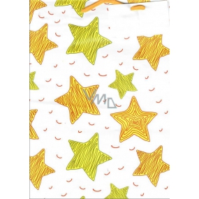 Nekupto Gift paper bag 32.5 x 26 x 13 cm Yellow stars