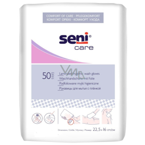 Seni Care Washing Gloves with Inner Foil 22.5 x 16 cm, 50 pieces