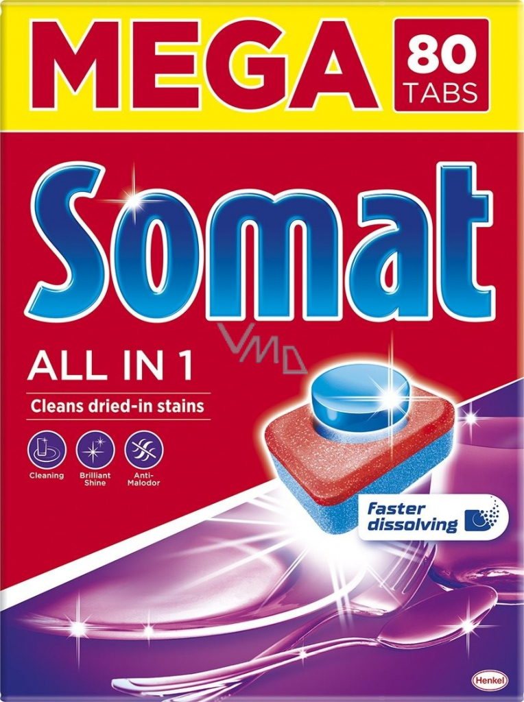 Somat All In 1 8 Actions dishwasher tablets with citric acid strength