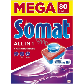 Somat All In 1 8 Actions dishwasher tablets with citric acid strength for clean and radiant dishes 80 pieces