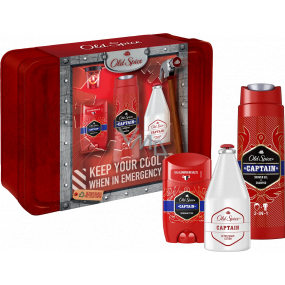 Old Spice Captain 2in1 shower gel and shampoo 250 ml + aftershave 100 ml + deodorant stick 50 ml + tin box, cosmetic set for men