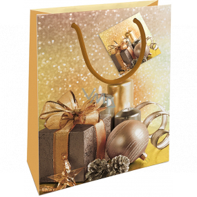 Nekupto Gift paper bag 23 x 18 x 10 cm Christmas gold with gift