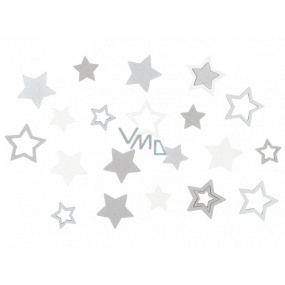 Wooden star grey and white 2,5 cm 12 pieces + 3,5 cm 12 pieces