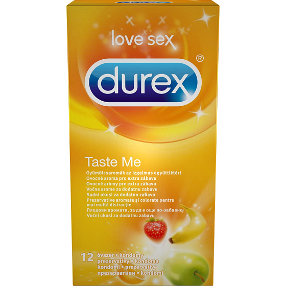 Durex Taste Me colored condom with knurled surface nominal width: 53 mm 12 pieces