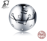 Aquarius sign of the zodiac, pendant for bracelet silver + cubic zirconia, ball 9 mm 1 piece