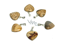 Jasper picture heart pendant natural stone 15 mm, stone of positive energy
