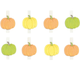 Wooden pumpkins on peg 3,5 cm 8 pieces