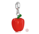 Charm Sterling silver 925 Paprika red, food bracelet pendant