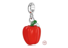 Charm Sterling silver 925 Paprika red, food bracelet pendant