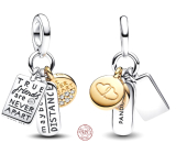 Charm Sterling Silver 925 Friendship 3-in-1, pendant for friendship bracelet