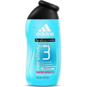 Adidas 3 Water Sport shower gel for body and hair for men 250 ml