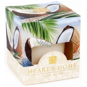 Heart & Home Coconut caress Soy scented candle without packaging burns for up to 15 hours 53 g