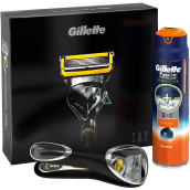 Gillette Fusion Proshield holicí stojek + 1 náhradní hlavice + gel na holení 170 ml + Cestovní pouzdro, kosmetická sada
