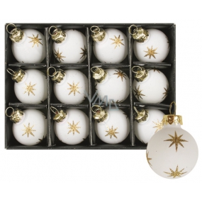 White glass flasks with star set of 3 cm, 12 pieces
