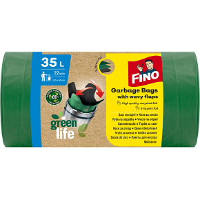 Fino Green Life recycled PE bags for waste, 25 µ, 50 × 55 cm, 35 l, 22 pcs