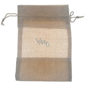 Brown jute imitation bag with window 18.5 x 13.5 cm