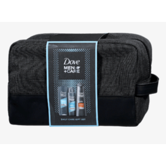 Dove Men + Care Clean Comfort shower gel 250 ml + antiperspirant deodorant spray 150 ml + hair shampoo 250 ml + case, cosmetic set