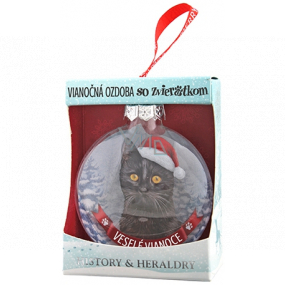 Albi Glass Christmas ornament with animals - Black cat 7.5 cm x 8 cm x 3.6 cm