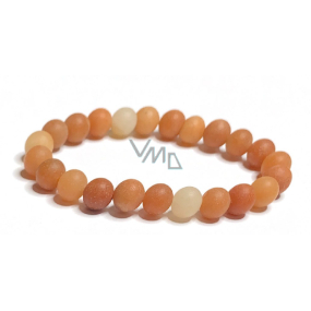 Aventurine orange matte bracelet elastic natural stone, ball 8 mm / 16-17 cm, stone of happiness and prosperity