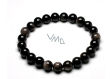 Agate black bracelet elastic natural stone, bead 8 mm / 16-17 cm, adds recoil and strength