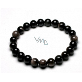 Agate black bracelet elastic natural stone, bead 8 mm / 16-17 cm, adds recoil and strength