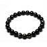 Black agate elastic bracelet, natural stone, 8 mm bead / 16 - 17 cm, provides courage and strength