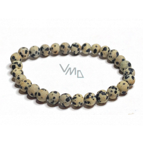 Jasper Dalmatian matte bracelet elastic natural stone, ball 6 mm / 16 - 17 cm, stone of positive energy