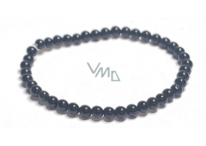 Onyx black bracelet elastic natural stone, ball 4 mm / 16-17 cm, life force stone