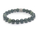 Serpentine Russian (green) bracelet elastic natural stone, bead 8 mm / 16-17 cm, healing stone