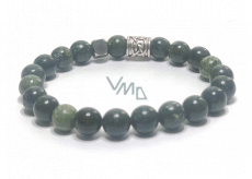 Serpentine Russian (green) bracelet elastic natural stone, bead 8 mm / 16-17 cm, healing stone