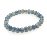 K2 Azurite in Granite bracelet elastic natural stone, ball 6 mm / 16 - 17 cm