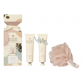 Grace Cole Vanilla shower gel 100 ml + body cream 100 ml + bath sponge, cosmetic set for women