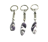 Amethyst zebra Zambia keychain pendant natural stone approx. 10 cm 1 piece, stone of kings and bishops