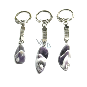 Amethyst zebra Zambia keychain pendant natural stone approx. 10 cm 1 piece, stone of kings and bishops